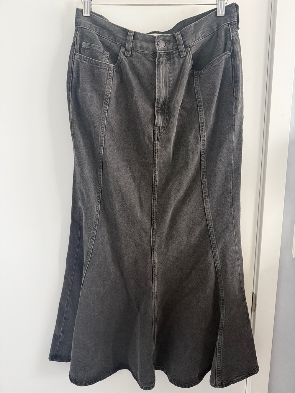 COS Black Denim Flare Skirt-Style Jeans